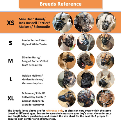 Basket Dog Muzzle for Reactive Dogs with Adjustable Straps and Sizing Chart, Medium