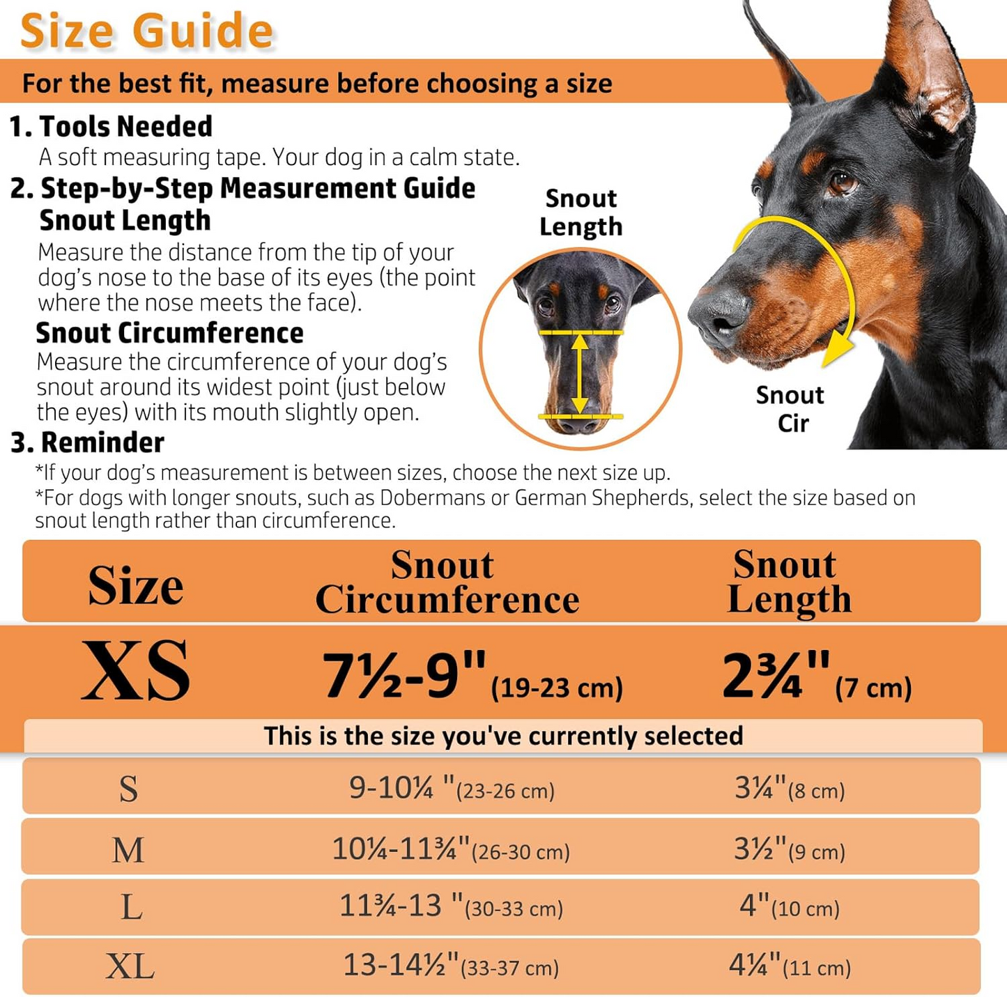 Basket Dog Muzzle for Reactive Dogs with Adjustable Straps and Sizing Chart, Medium