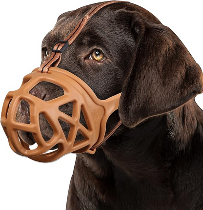Basket Dog Muzzle for Reactive Dogs with Adjustable Straps and Sizing Chart, Medium