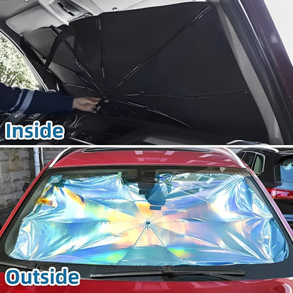 Foldable Windshield Sun Shade with Reflective Coating and Metal Frame for Cars