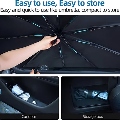 Foldable Windshield Sun Shade with Reflective Coating and Metal Frame for Cars