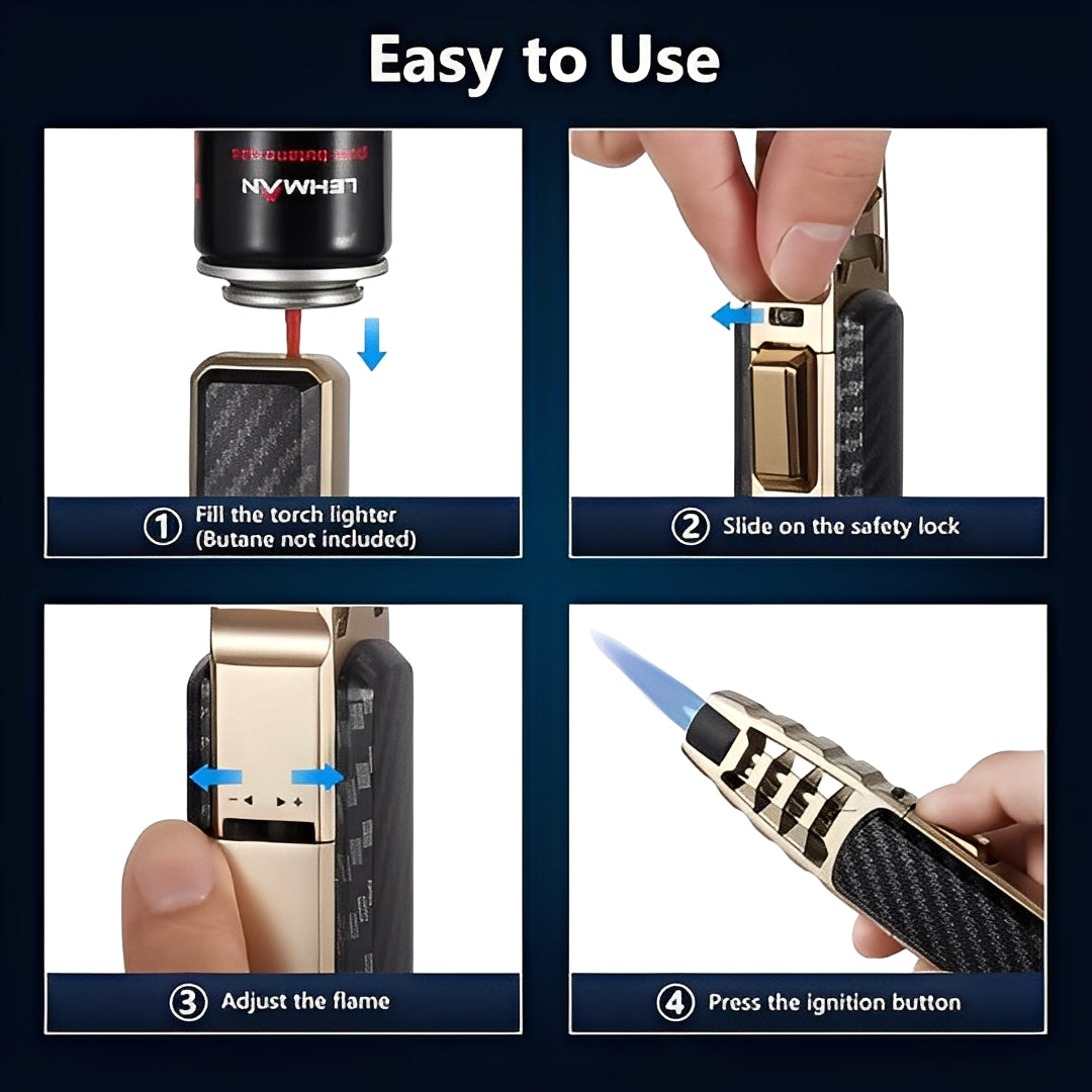 Butane Torch with Triple Flame and Adjustable Heat Control for Cooking