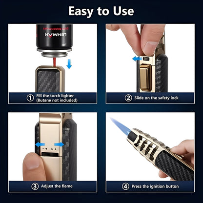 Butane Torch with Triple Flame and Adjustable Heat Control for Cooking
