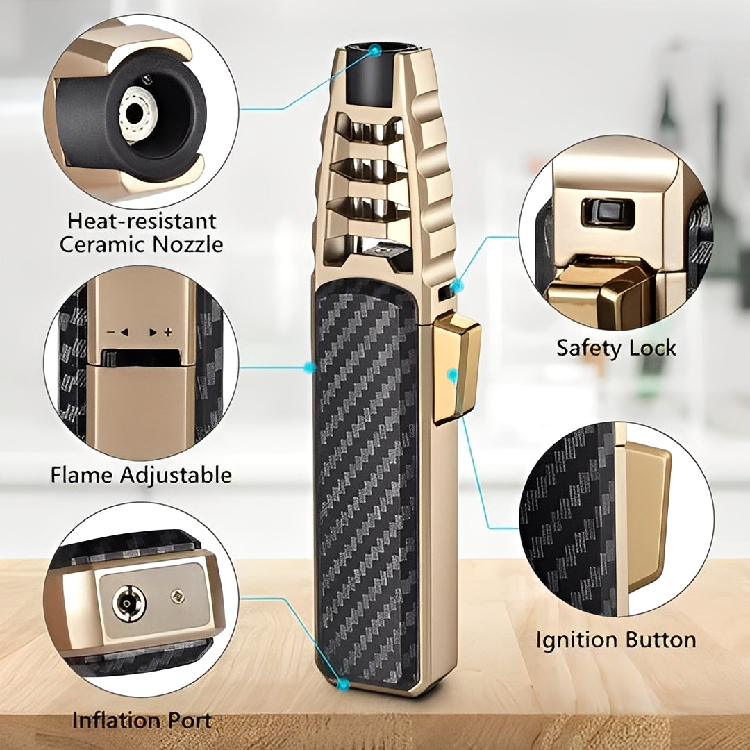 Butane Torch with Triple Flame and Adjustable Heat Control for Cooking