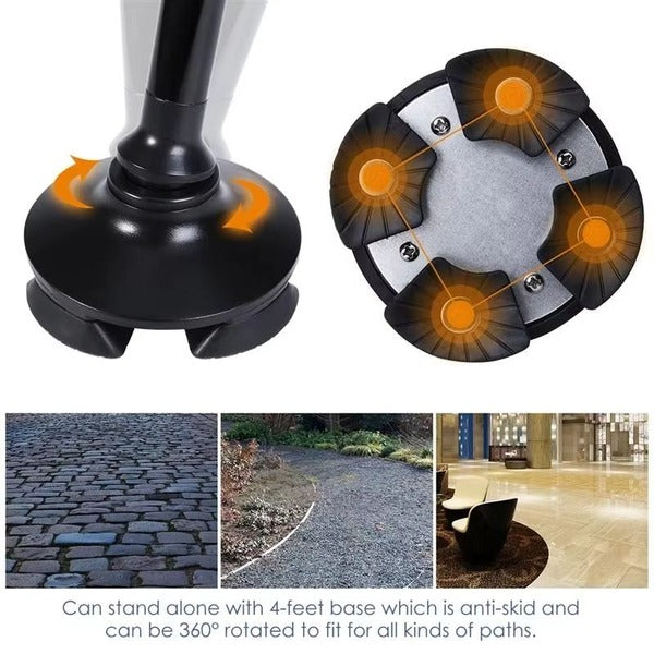 Collapsible Height Adjustable Mobility Cane with Integrated Light and Emergency Alert