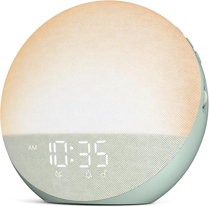Sunrise Simulation Alarm Clock with Adjustable Brightness and Sunset Mode