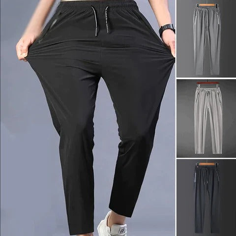 Men's Tapered Hiking Pants with Stretch Fabric and Adjustable Drawstring Waist