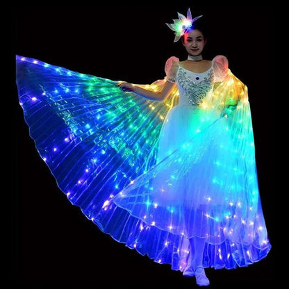 Butterfly Wings with Multicolor LED Edges and Adjustable Harness, 24-36in Wingspan
