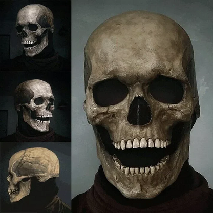 Full Head Skull Mask with Moving Jaw and Realistic Bone Details