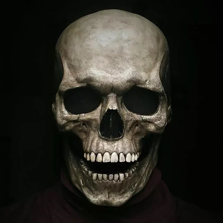 Full Head Skull Mask with Moving Jaw and Realistic Bone Details