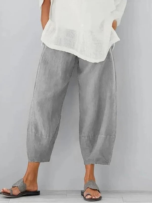 Breathable Linen Pants with Adjustable Waist and Relaxed Straight Leg