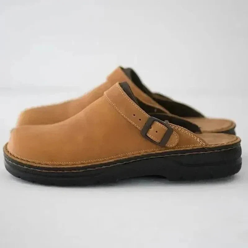 Orthopedic Slippers with Rocker Sole and Removable Insole, Open Back Design