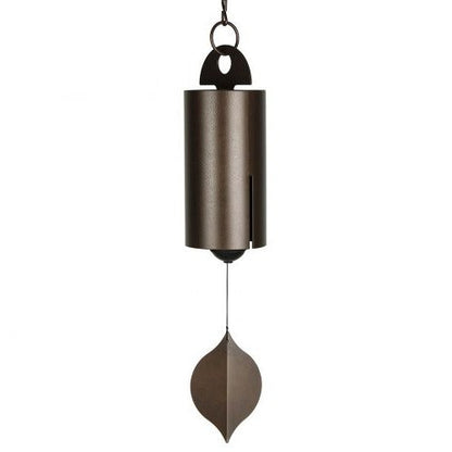 Steel Wind Bell with Dual Resonance Chamber and Ash Wood Clapper, 12 Inch