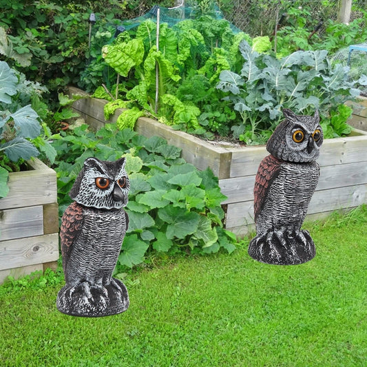 Wind-Activated Owl Decoy Set with Rotating Head and Fillable Base, 2-Pack