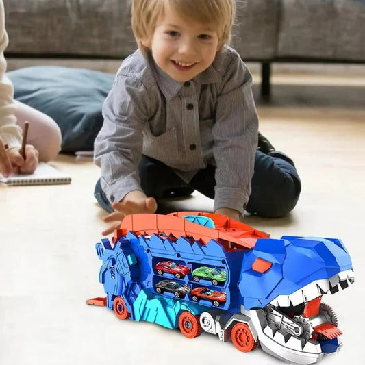 Toy Truck with Lifting Tailgate and Rotating Wheels, Mini Dinosaur Figures