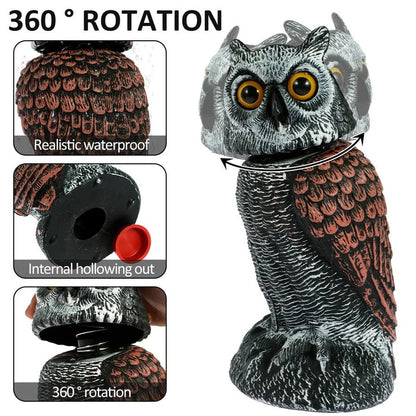 Wind-Activated Owl Decoy Set with Rotating Head and Fillable Base, 2-Pack