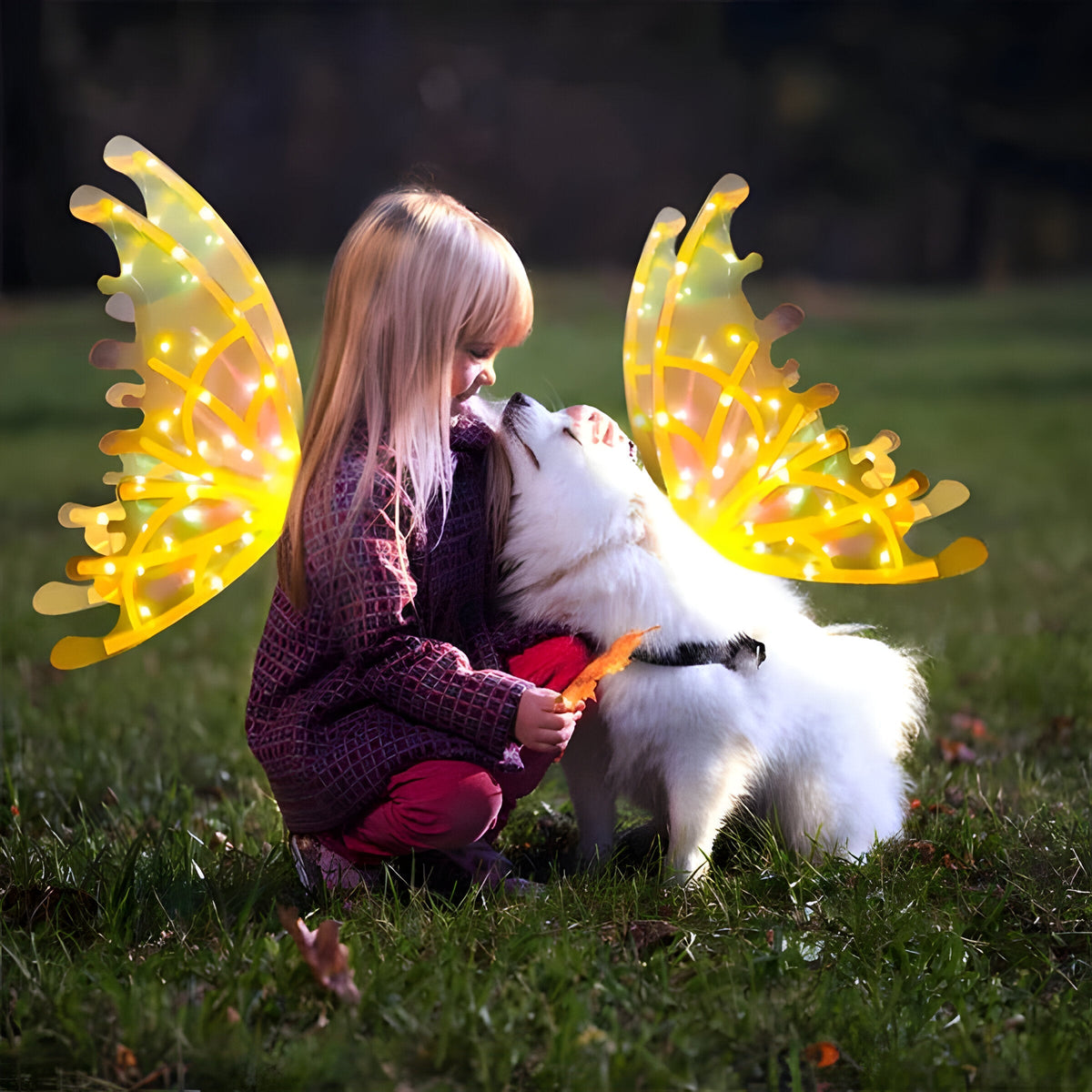 Motorized Fairy Wings with LED Lights and Flapping Action for Kids