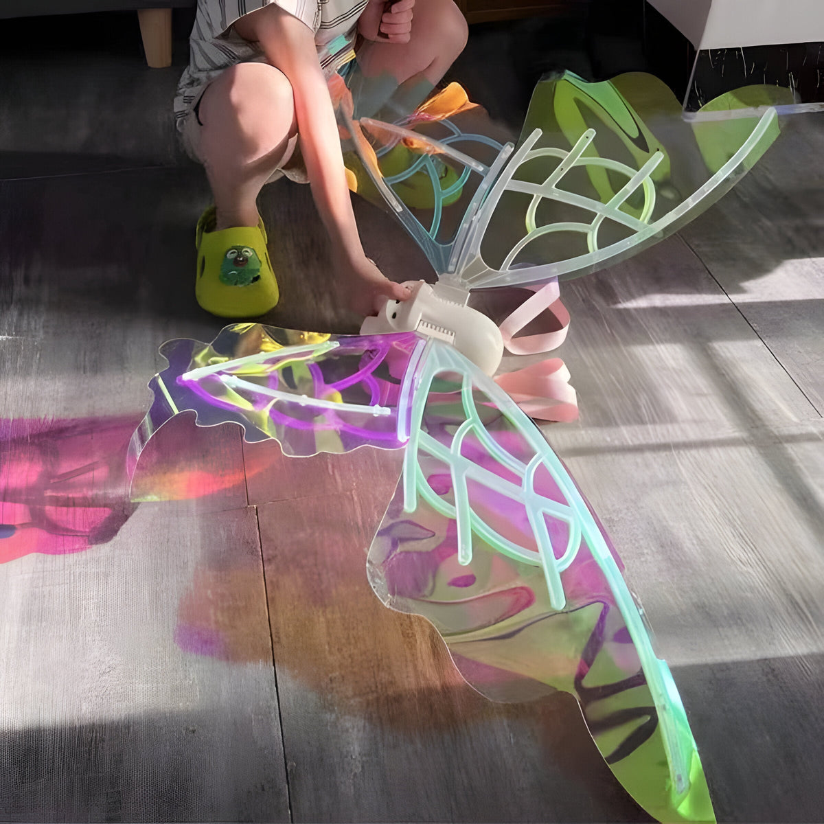 Motorized Fairy Wings with LED Lights and Flapping Action for Kids