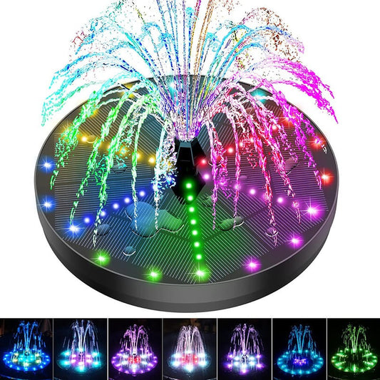 Floating Solar Fountain with 60 Color-Changing LEDs and 7 Interchangeable Nozzles