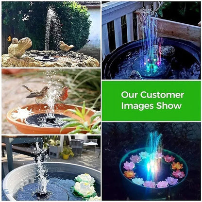 Floating Solar Fountain with 60 Color-Changing LEDs and 7 Interchangeable Nozzles