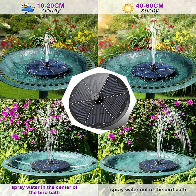 Floating Solar Fountain with 60 Color-Changing LEDs and 7 Interchangeable Nozzles