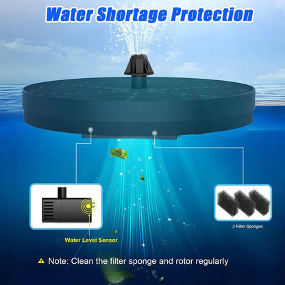 Floating Solar Fountain with 60 Color-Changing LEDs and 7 Interchangeable Nozzles