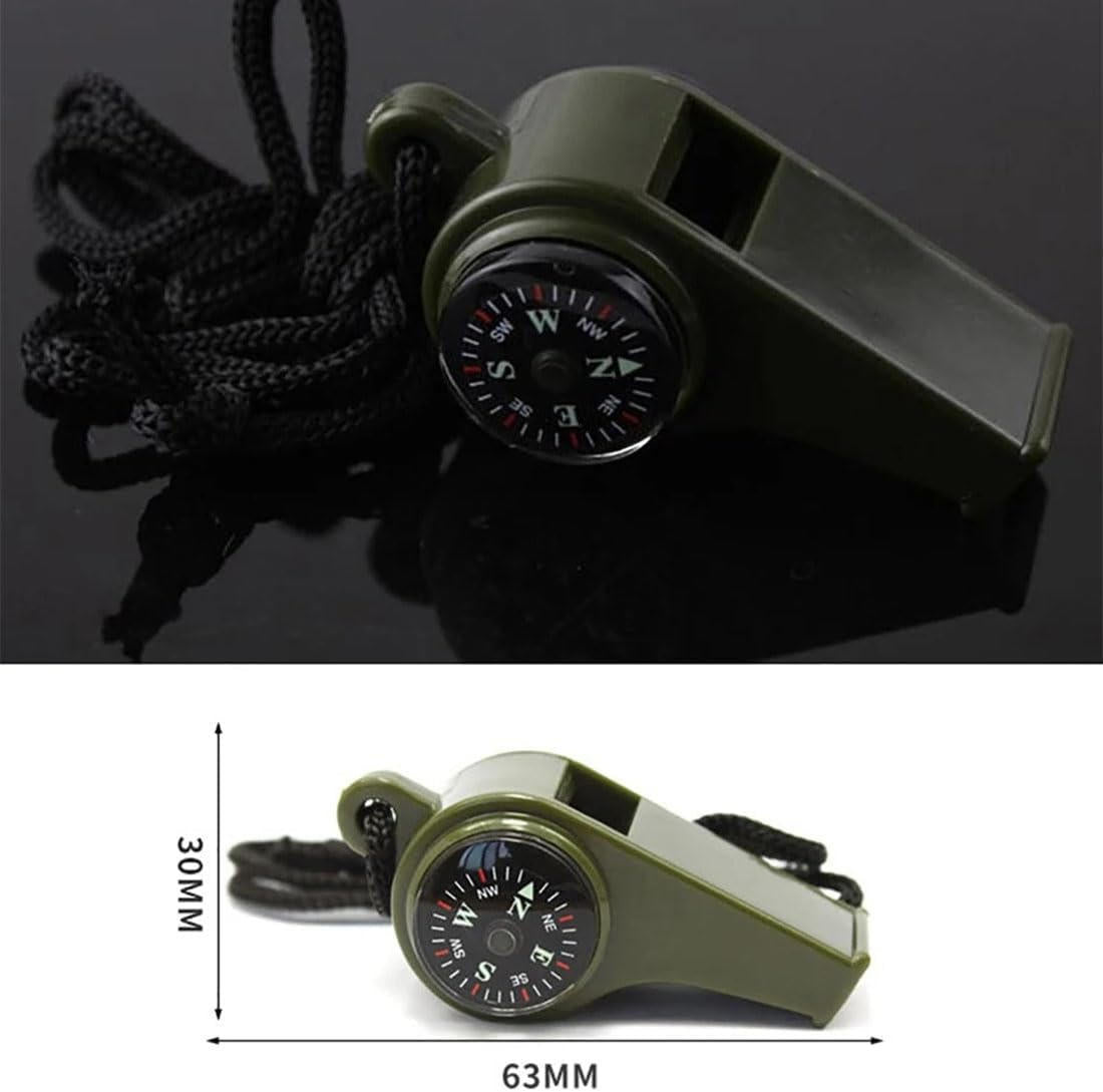 150 Decibel Emergency Whistle with Built-in Compass and Thermometer, Nylon Lanyard