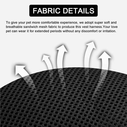 Vest Style Cat Harness with Reflective Strips and 1.5m Leash