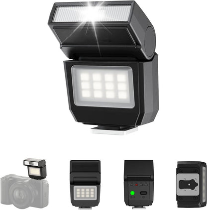 Mini Camera Flash Light GN8, 6500K LED Speedlite for Canon, Sony, Nikon & Fuji DSLR, Vlog & Outdoor Photography