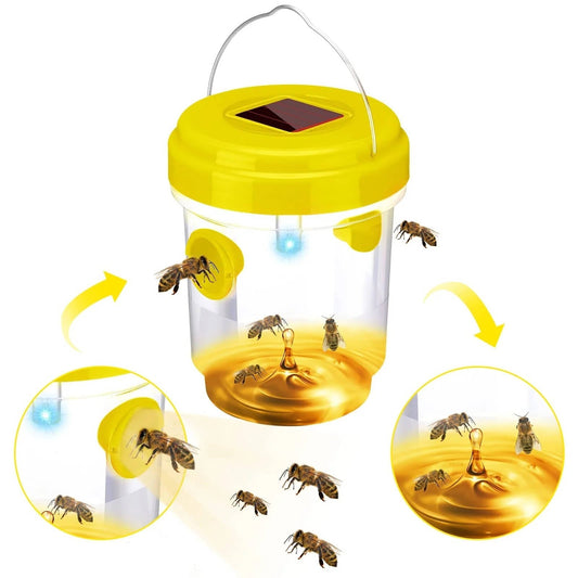 Solar Wasp and Bee Trap with UV Light and Dual Tunnels, 6-Pack Set