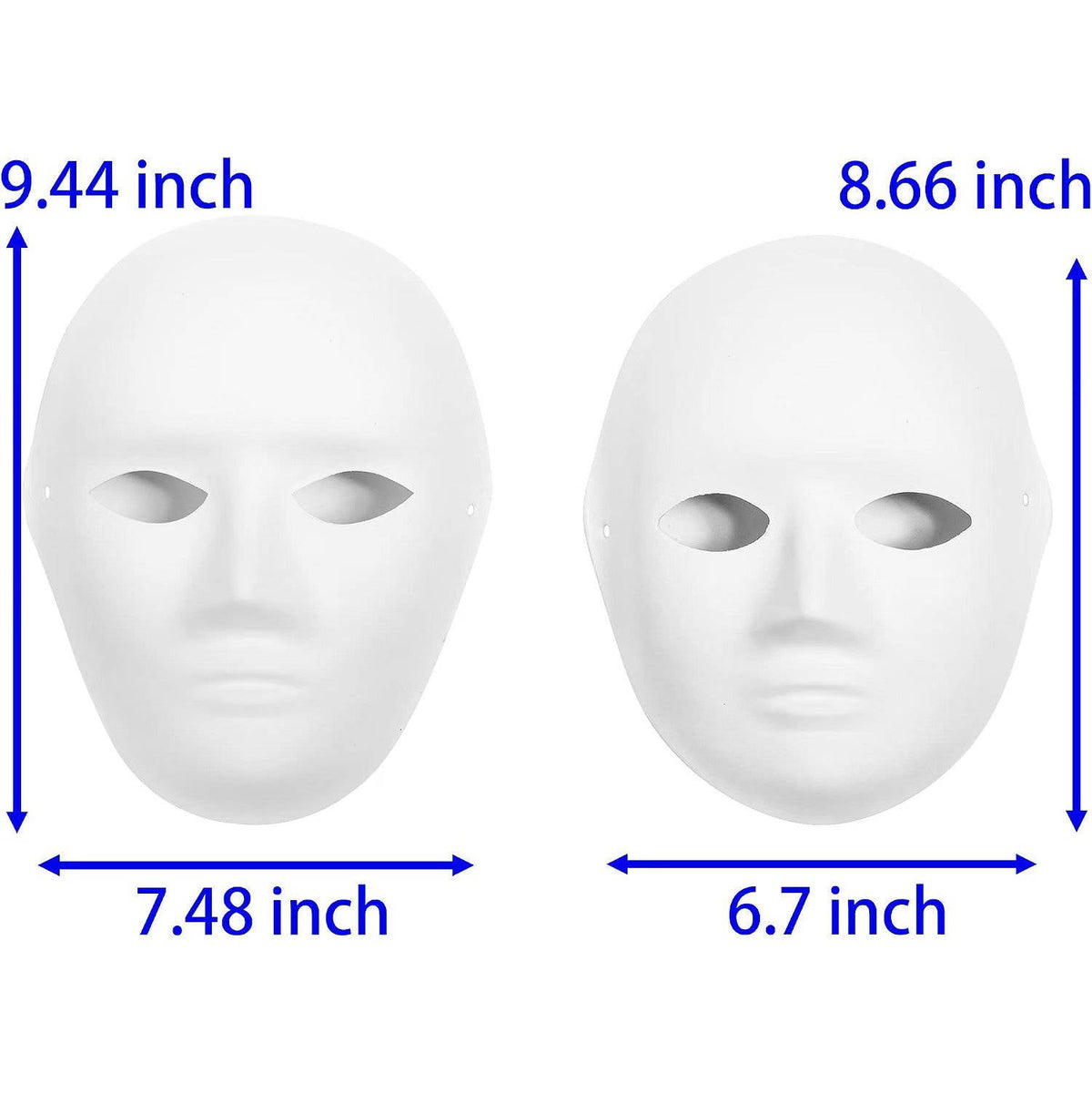 14 Pack Paper Mache Masks, 2 Sizes for Halloween, Masquerade, Theater, Classroom Art and Creative Projects