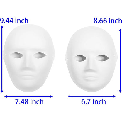 14 Pack Paper Mache Masks, 2 Sizes for Halloween, Masquerade, Theater, Classroom Art and Creative Projects