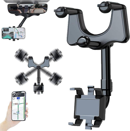 Universal Car Phone Holder Hands Free, Rearview Mirror Adjustable Smartphone Mount