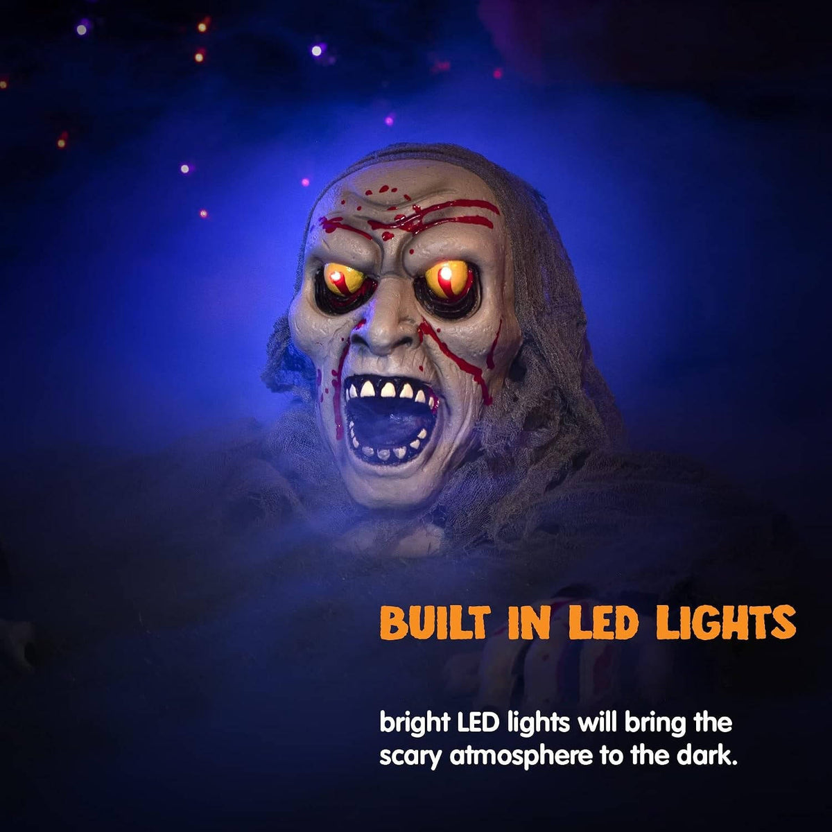 Halloween Zombie Groundbreaker, Light Up Eyes and Creepy Sound with IR Sensor for Outdoor Lawn, Graveyard and Haunted House Decor