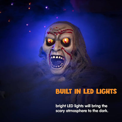 Halloween Zombie Groundbreaker, Light Up Eyes and Creepy Sound with IR Sensor for Outdoor Lawn, Graveyard and Haunted House Decor