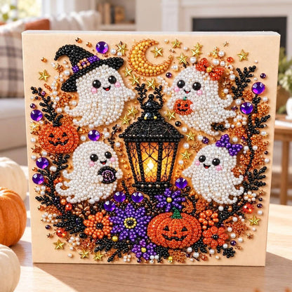 Diamond and Pearl Art Kits for Adults, Halloween Framed Wall Decor and DIY Craft Kit