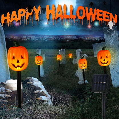 10 Pack Solar Pumpkin Stake Lights, Waterproof Halloween Outdoor Lights for Garden, Yard and Pathway Decor