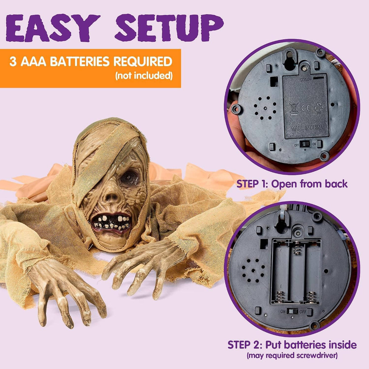 Halloween Zombie Groundbreaker, Light Up Eyes and Creepy Sound with IR Sensor for Outdoor Lawn, Graveyard and Haunted House Decor