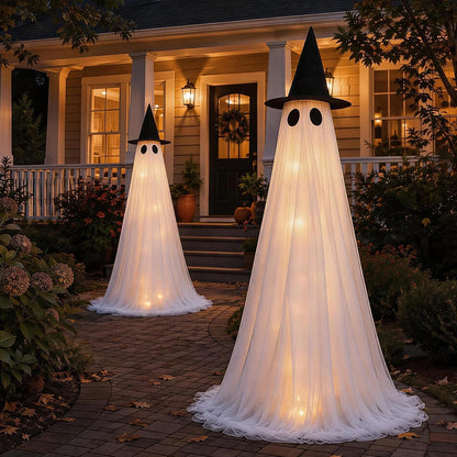 2 Pack 5 Ft Large Halloween Decorations Outdoor, Light Up Ghost Decor