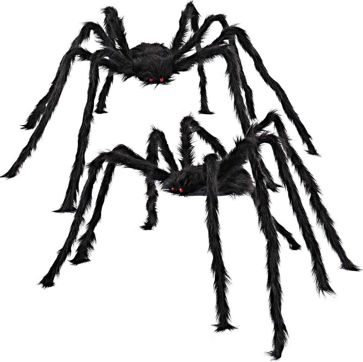 2 Pack 5 FT Halloween Giant Spider Decorations, Hairy Black Fake Spiders for Outdoor Yard, Haunted House and Indoor Party Decor