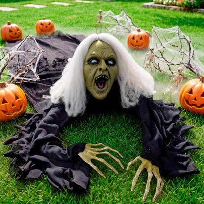 Halloween Zombie Groundbreaker, Light Up Eyes and Creepy Sound with IR Sensor for Outdoor Lawn, Graveyard and Haunted House Decor