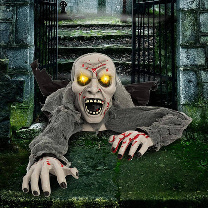 Halloween Zombie Groundbreaker, Light Up Eyes and Creepy Sound with IR Sensor for Outdoor Lawn, Graveyard and Haunted House Decor