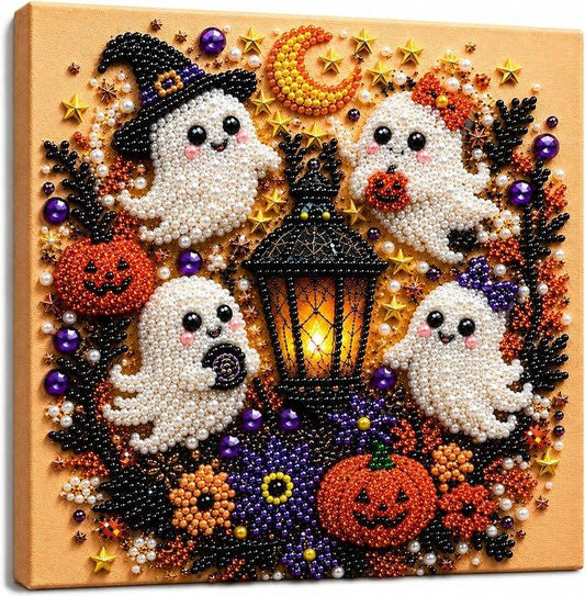 Diamond and Pearl Art Kits for Adults, Halloween Framed Wall Decor and DIY Craft Kit