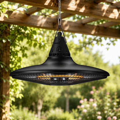 1500W Hanging Patio Heater, Outdoor Electric Infrared Ceiling Heater with Remote Control, Waterproof