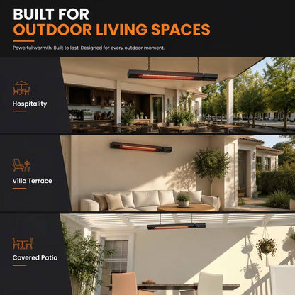 1500W Infrared Patio Heater, WiFi App Control, 9 Heat Levels and 24H Timer for Outdoor Heating