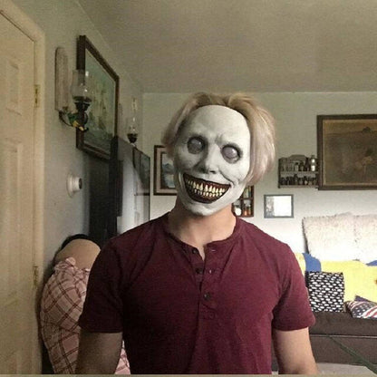 Demon Mask, Scary White Smiling Horror Mask with Eye for Halloween Cosplay and Costume Parties