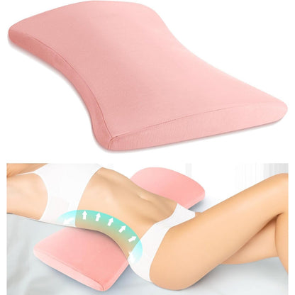 Lower Back Support Pillow, Memory Foam Lumbar Pillow for Sleeping, Cooling Waist Bolster for Side, Back & Stomach Sleepers