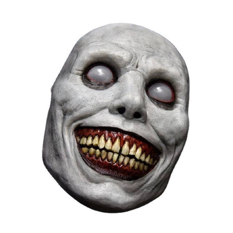 Demon Mask, Scary White Smiling Horror Mask with Eye for Halloween Cosplay and Costume Parties