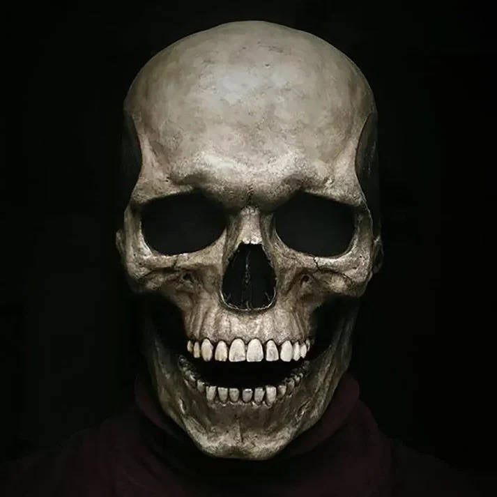 Skeleton Mask, Realistic Full Head Skull Mask with Movable Jaw for Halloween Parties and Costume Events