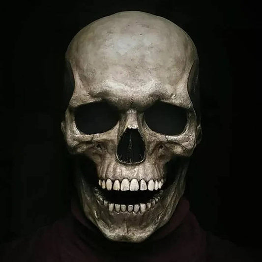 Skeleton Mask, Realistic Full Head Skull Mask with Movable Jaw for Halloween Parties and Costume Events
